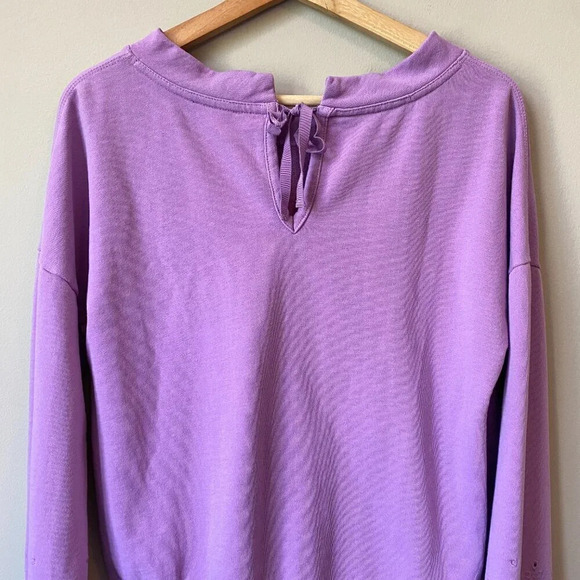 Halogen Women's Size Small Eyelet Purple Crewneck Pullover Sweatshirt Romantic - Picture 13 of 16